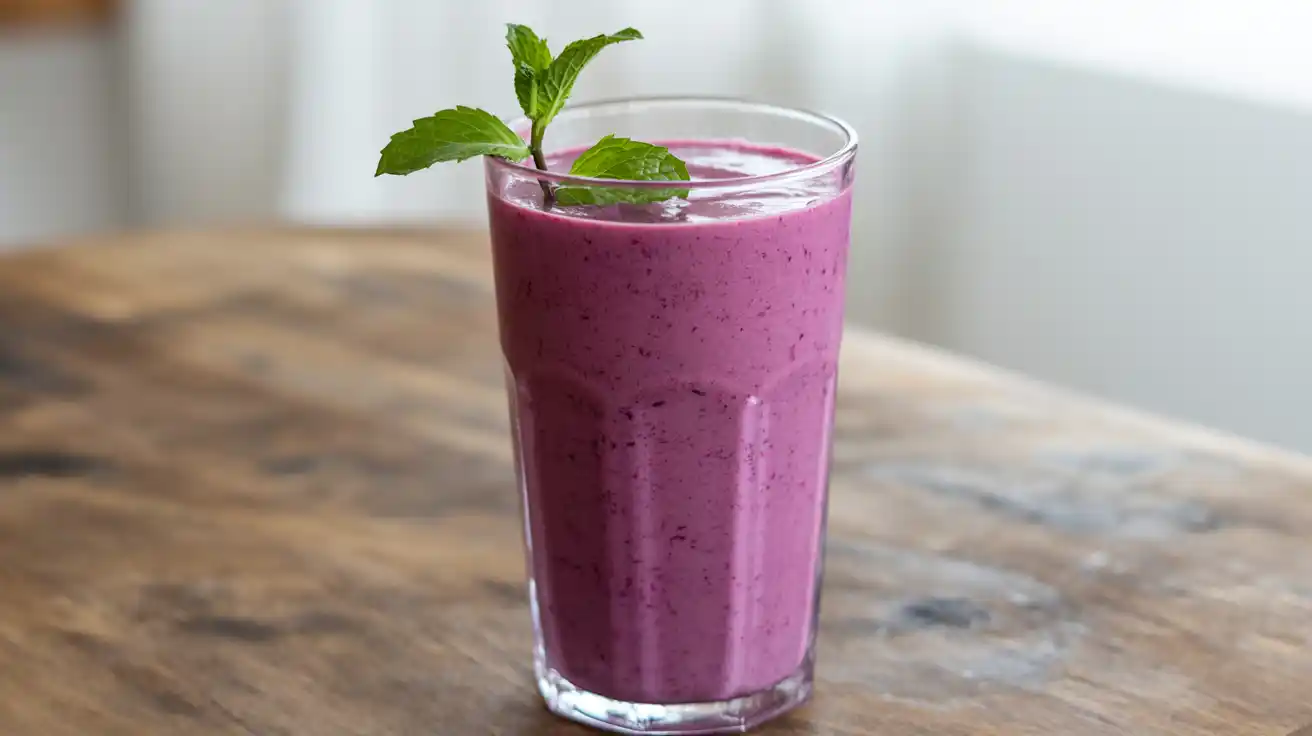Purple Peel Recipe in glass with mint – fat-burning smoothie