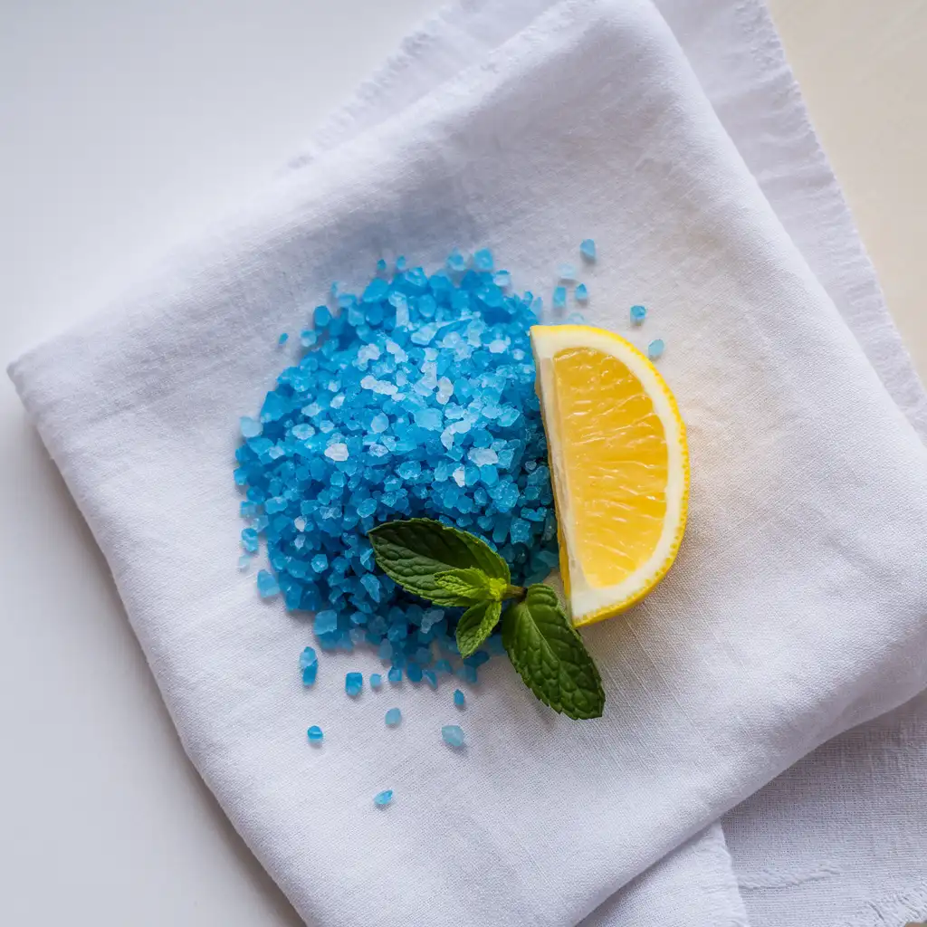 blue-salt-trick-ingredients Ingredients for blue salt trick recipe laid out neatly