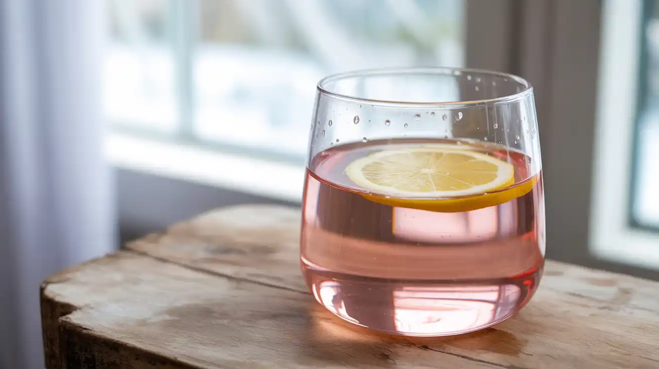 Ingredients for pink salt recipe including lemon, salt, and honey