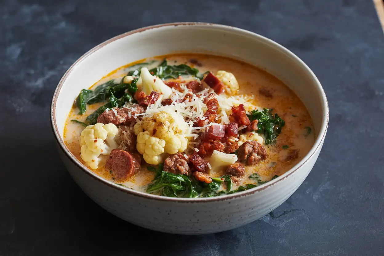 The BEST Zuppa Toscana Recipe (Easy & Creamy) 1 A warm, inviting bowl of our creamy keto Zuppa Toscana.