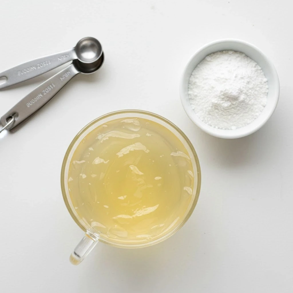 Protein content in 3-ingredient gelatin recipe showing gelatin powder and prepared snack