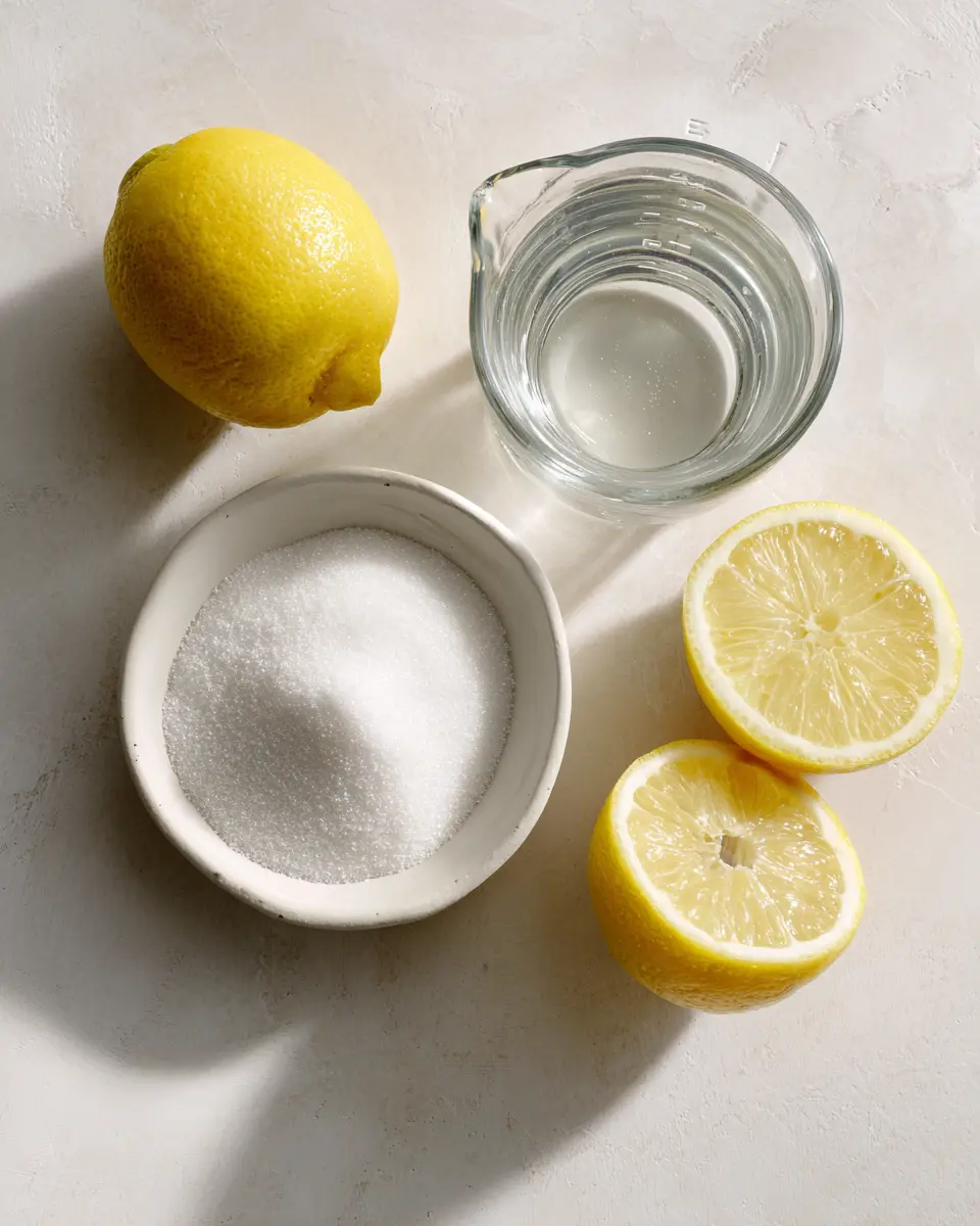 Gelatin-Trick-Ingredients-Three-Simple-Items Three ingredients for gelatin trick: unflavored gelatin powder, hot water, lemon
