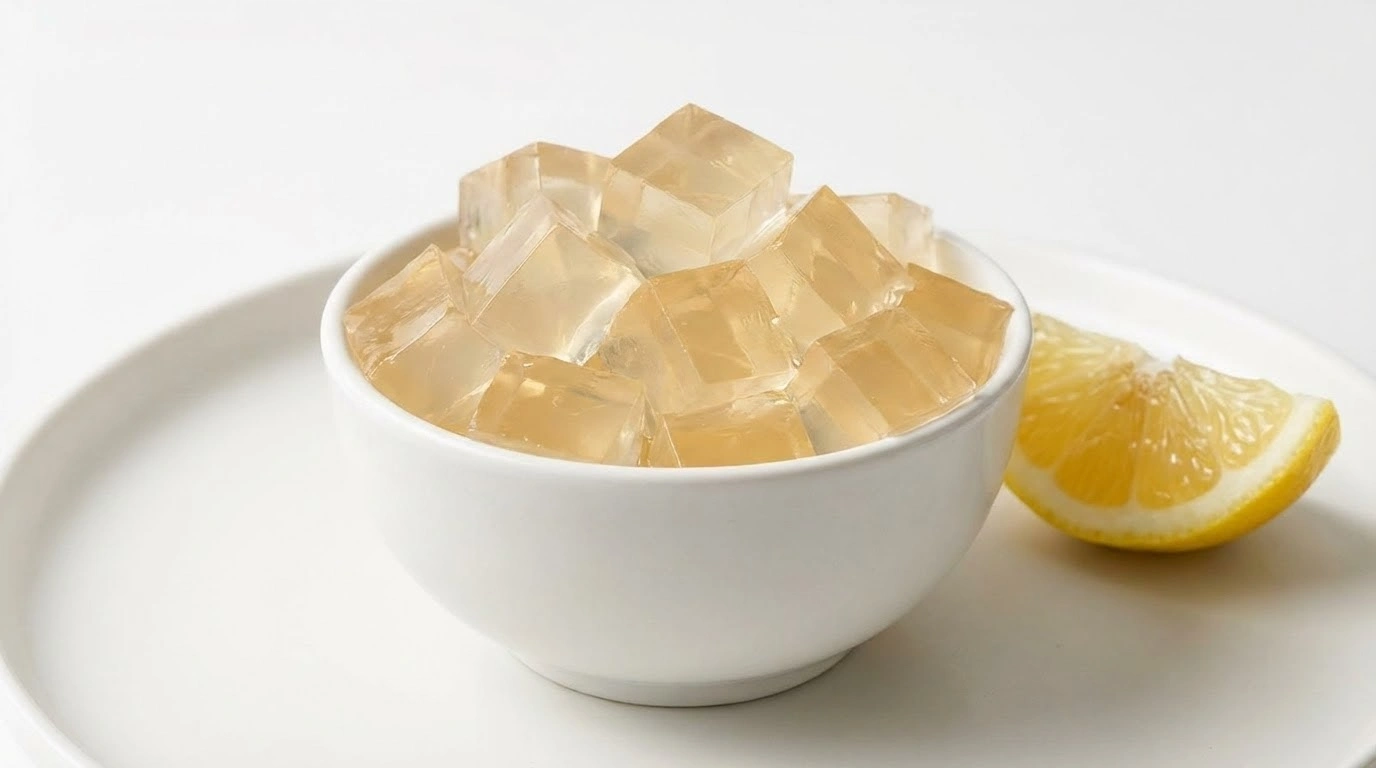 Gelatin Trick Recipe for Weight Loss: Complete Guide (Does It Work?) 1 Gelatin trick recipe cubes in white bowl for weight loss snacking