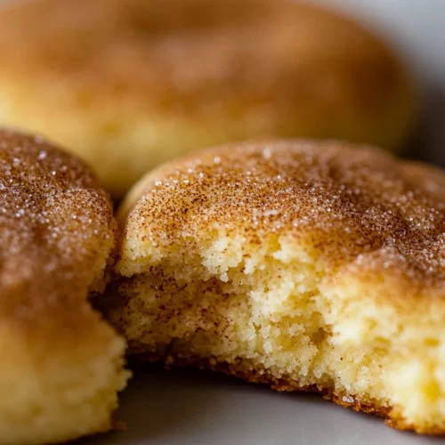 Snickerdoodle Cookies: The Ultimate Comfort Dessert 1 A delectable snickerdoodle cookie with a bite, showcasing its soft texture.