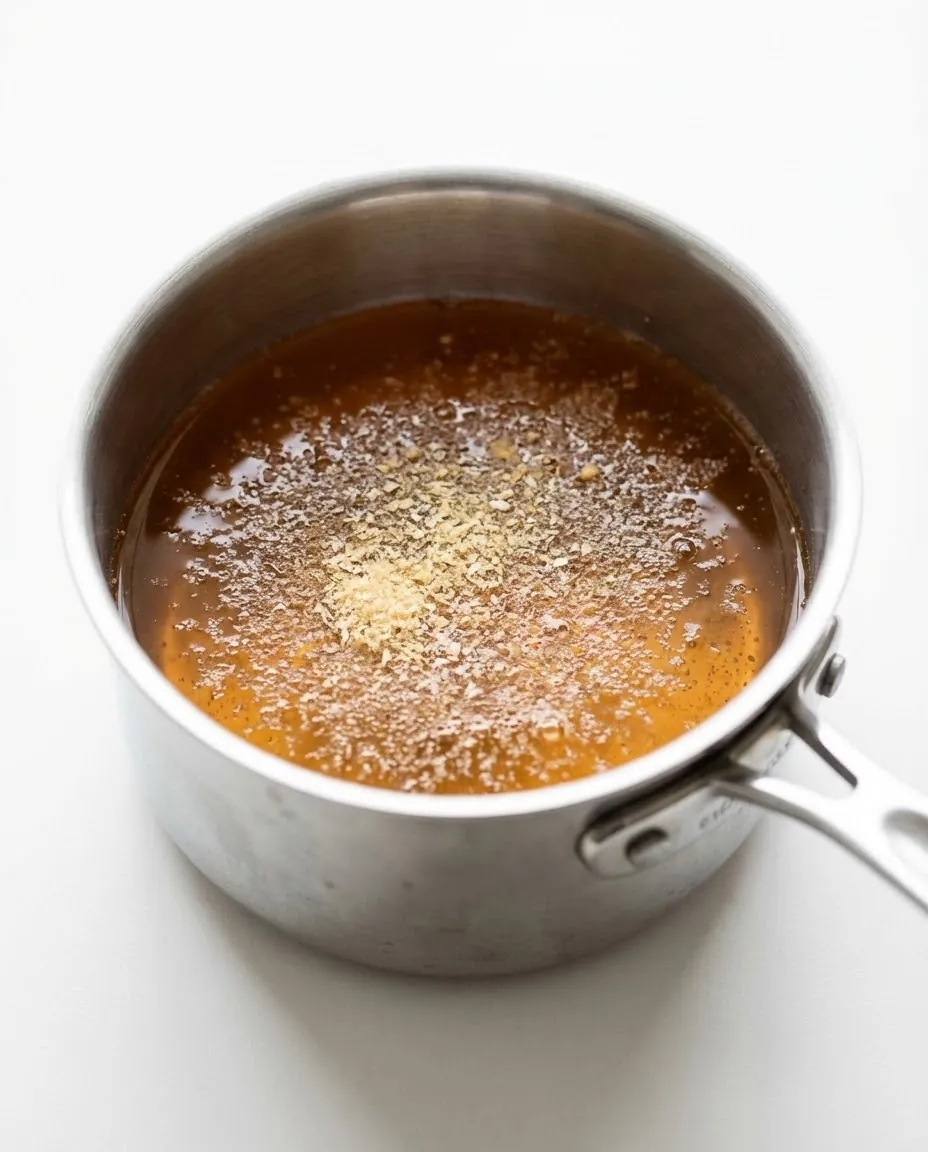 Small saucepan with gelatin blooming in kombucha as the first step in a kombucha gummies recipe