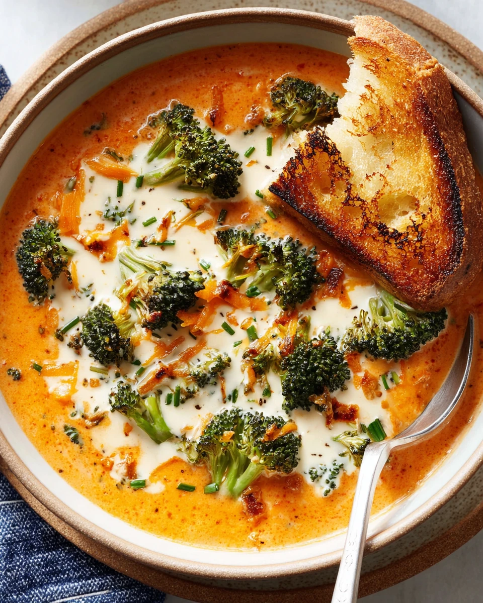Creamy broccoli cheddar soup perfect for chilly days.