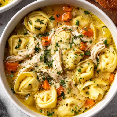 Delicious chicken tortellini soup, a comforting family meal.