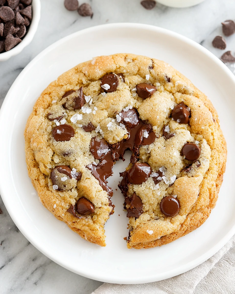 Gooey Chocolate Chip Cookies on a Plate Delicious chocolate chip cookies with gooey chocolate and sea salt.