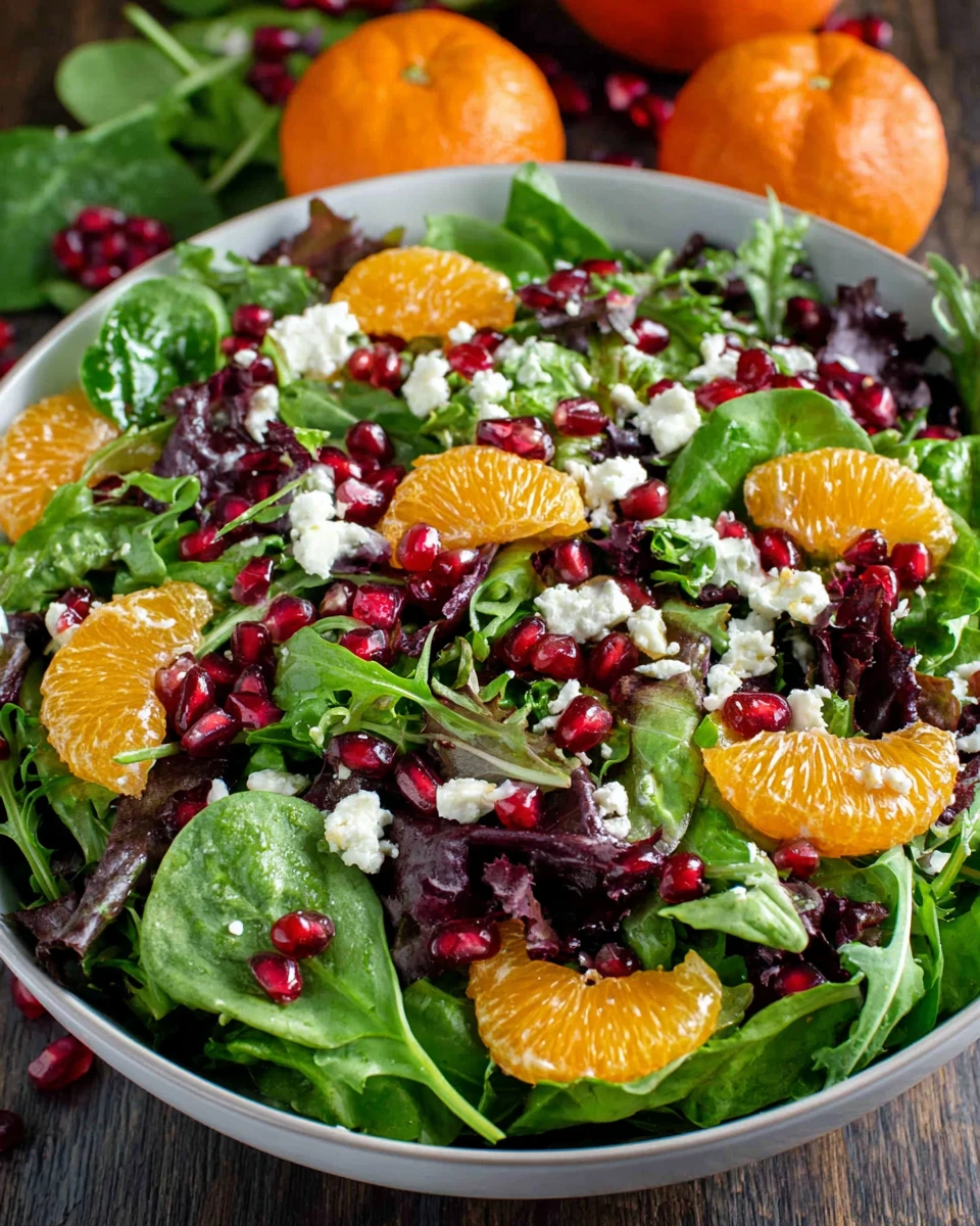 Vibrant Christmas Salad with orange segments and pomegranate seeds.