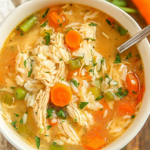 Delicious crockpot soups like chicken and rice soup for comfort.