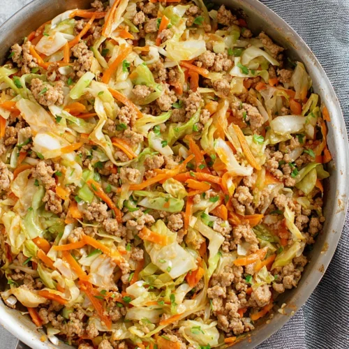 Delicious Ground Turkey Egg Roll Recipe 1 Delicious ground turkey egg roll mix with cabbage and carrots