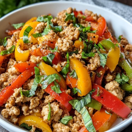 Easy and healthy ground turkey recipe with peppers