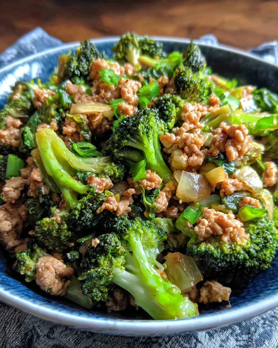 Healthy ground turkey stir fry packed with broccoli and flavors.