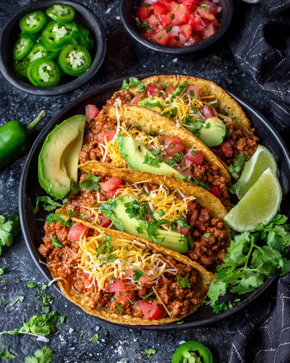 Savory Ground Turkey Tacos for Family Dinners Flavorful ground turkey tacos topped with fresh ingredients.