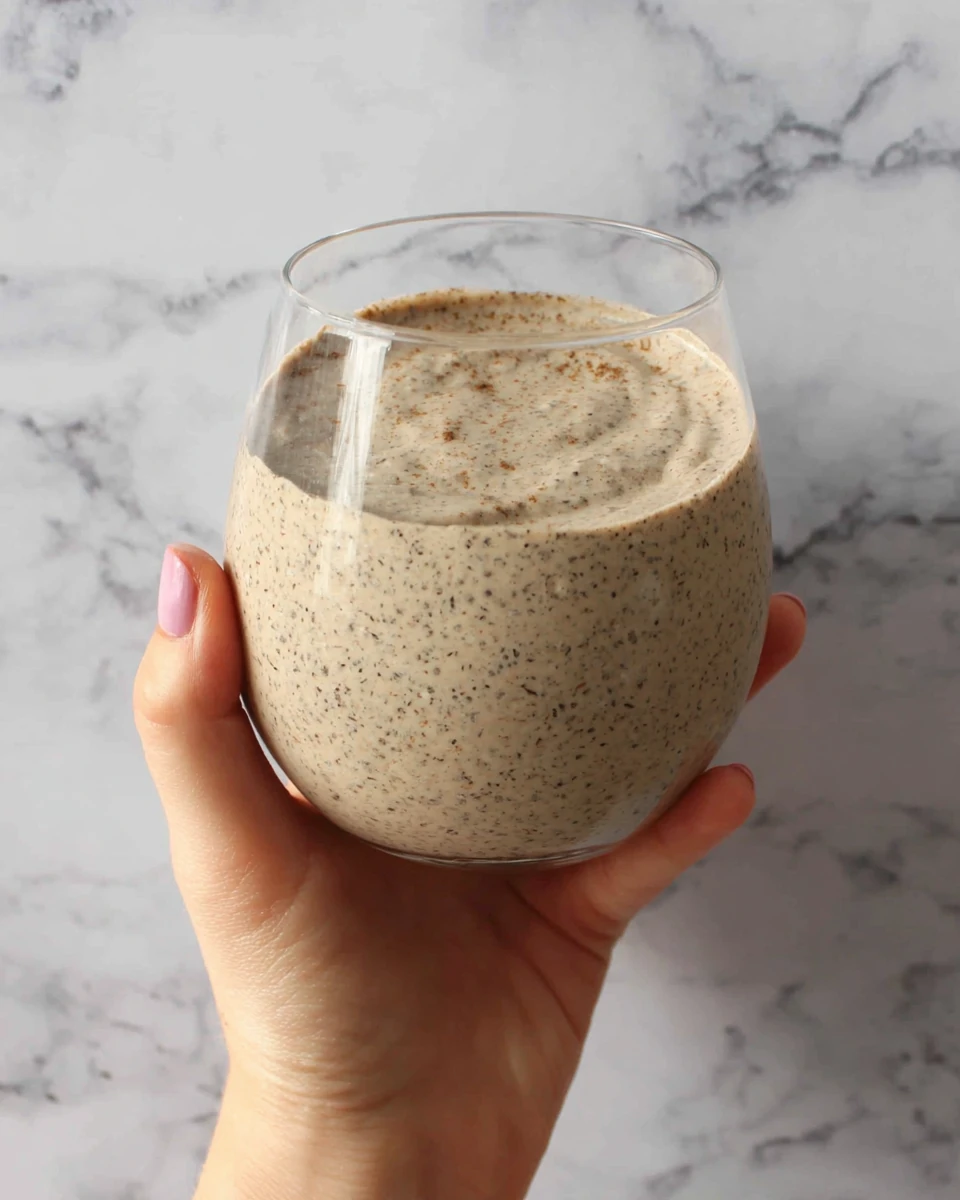 Delicious high protein tiramisu chia seed pudding for breakfast.