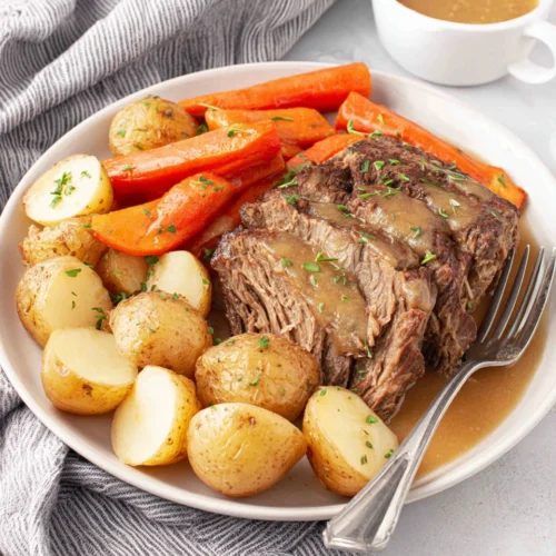 Tasty Lipton onion soup roast with carrots and potatoes.