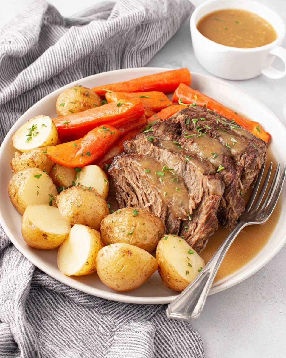 Tasty Lipton onion soup roast with carrots and potatoes.