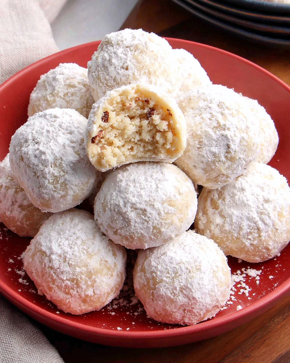 Irresistible Snowball Cookies for the Holidays Delicious Snowball Cookies coated in powdered sugar.