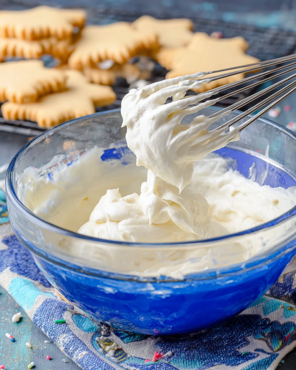 Delicious Sugar Cookie Icing Smooth sugar cookie icing ready for decorating cookies.