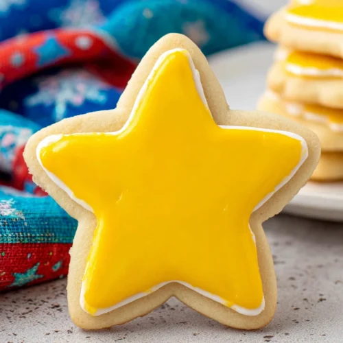 Delicious Sugar Cookie Icing Made Easy 1 Delicious sugar cookie with glossy yellow icing for decoration