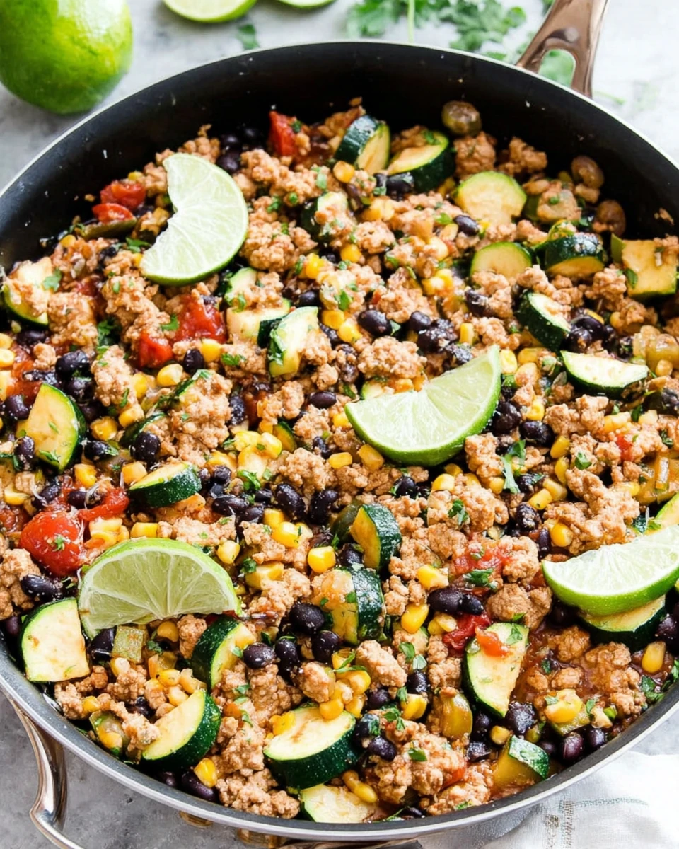 Delicious turkey skillet bursting with flavor and fresh vegetables.