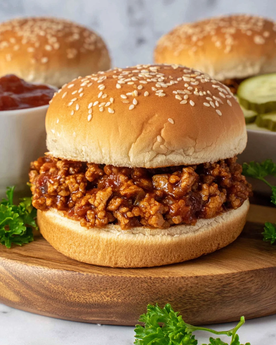 Healthy Turkey Sloppy Joes Recipe Delicious turkey sloppy joes in a sesame seed bun.