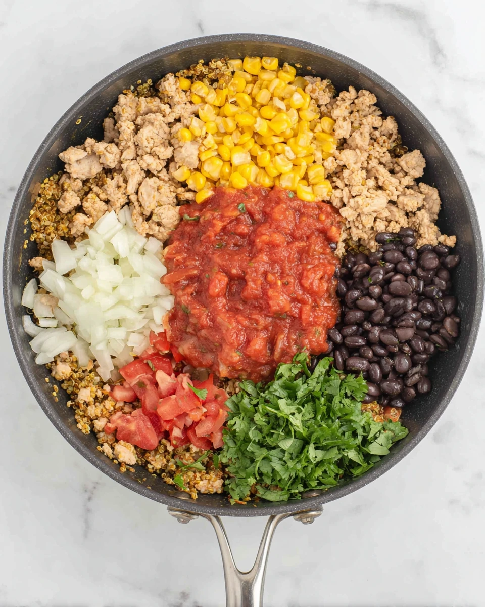 Delicious turkey taco quinoa packed with flavor.