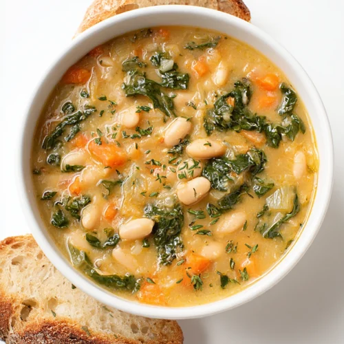 Tuscan White Bean Soup: A Wholesome Delight 1 Creamy tuscan white bean soup with kale and carrots.