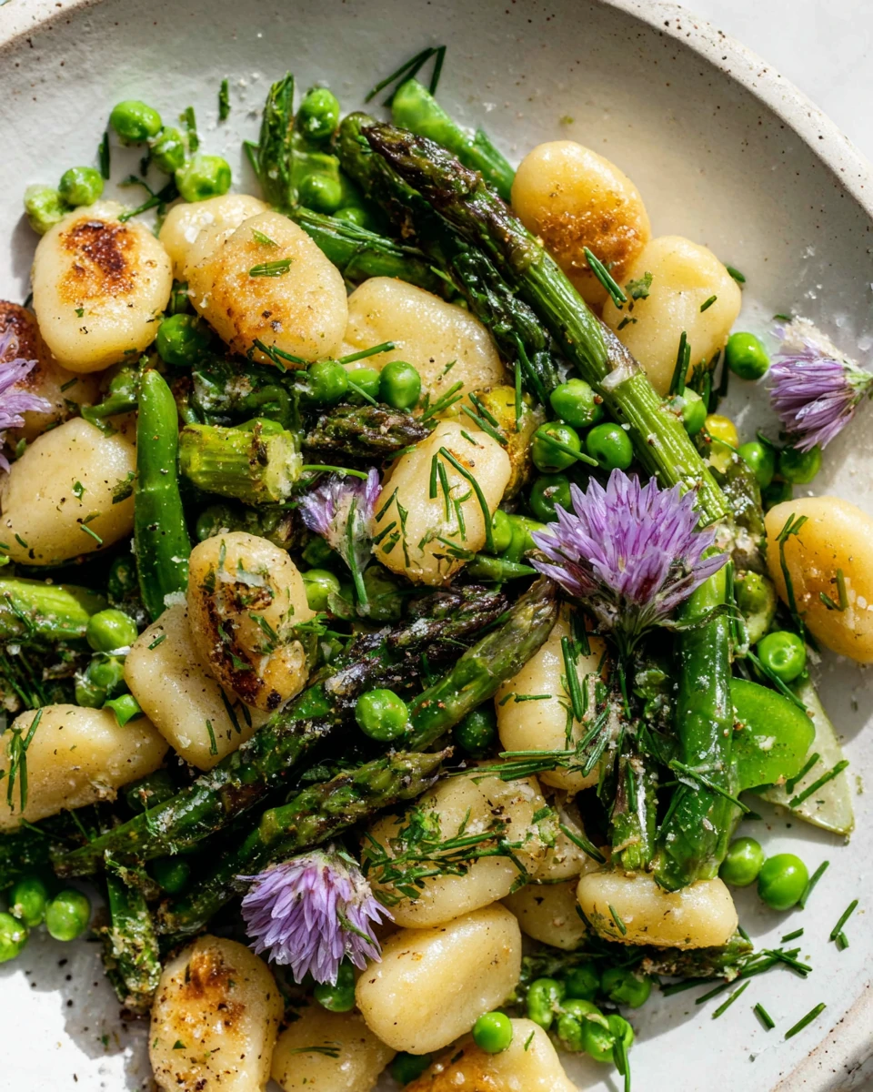 Delicious brown butter gnocchi with spring vegetables.