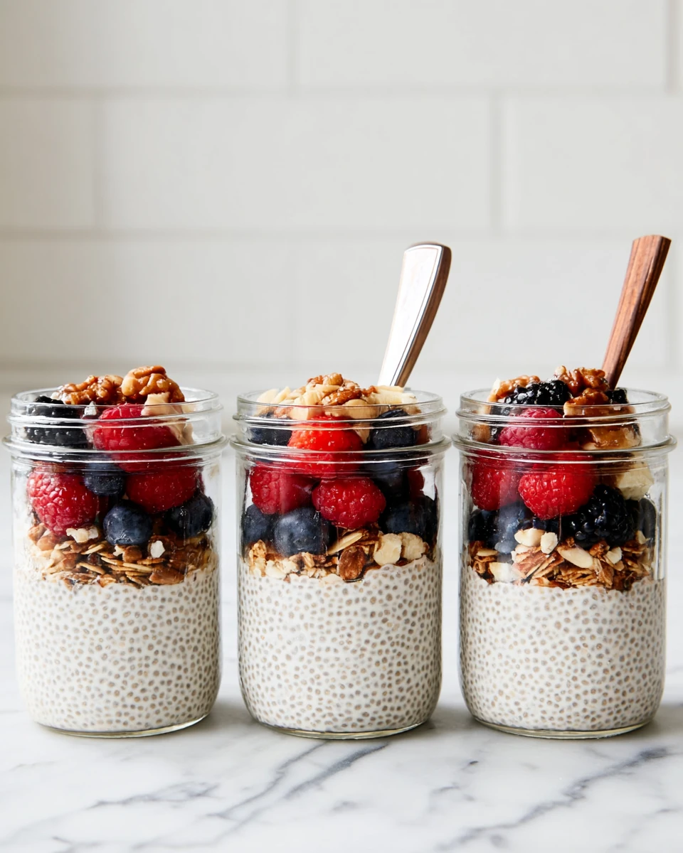 Delicious chia seed pudding topped with berries
