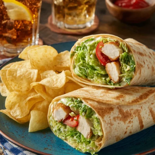 Tasty chicken caesar wraps, perfect for lunch or dinner.