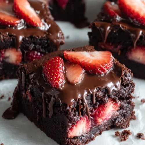 Indulgent Chocolate-Covered Strawberry Brownies Delight 1 Chocolate-covered strawberry brownies for a delicious dessert.