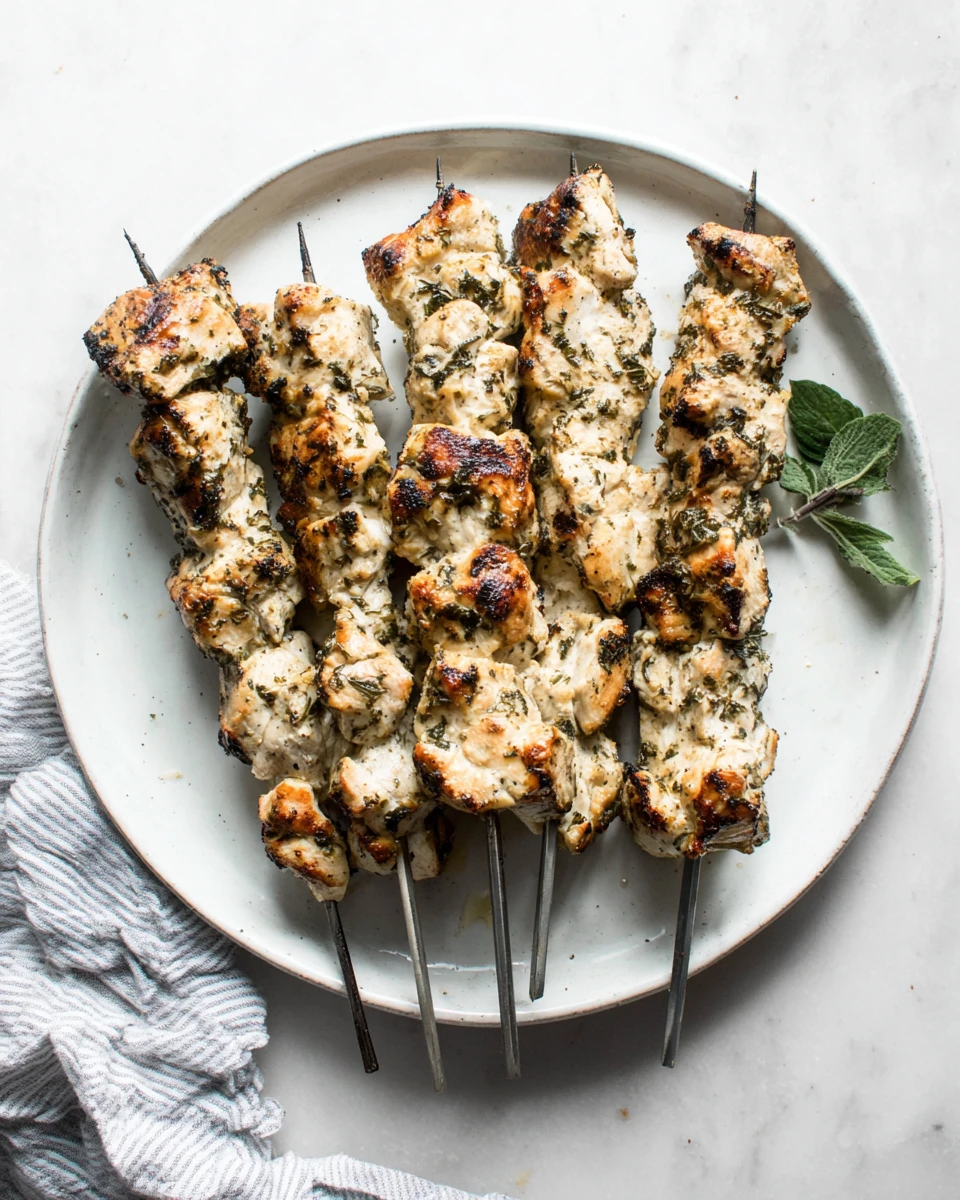 Greek chicken meal prep with grilled skewers.