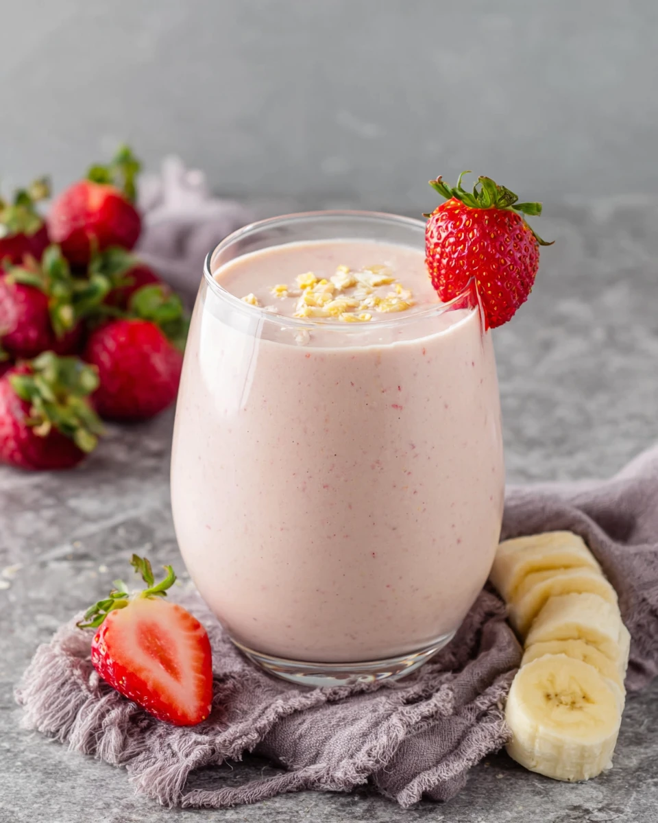Greek yogurt smoothie with strawberries and banana.