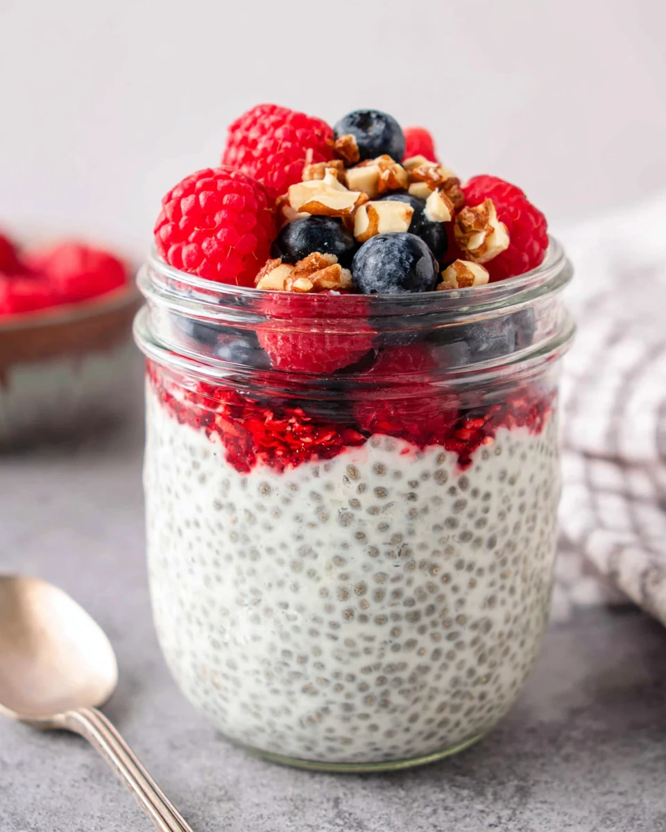 Delicious High Protein Chia Pudding Recipe High protein chia pudding with berries and nuts.