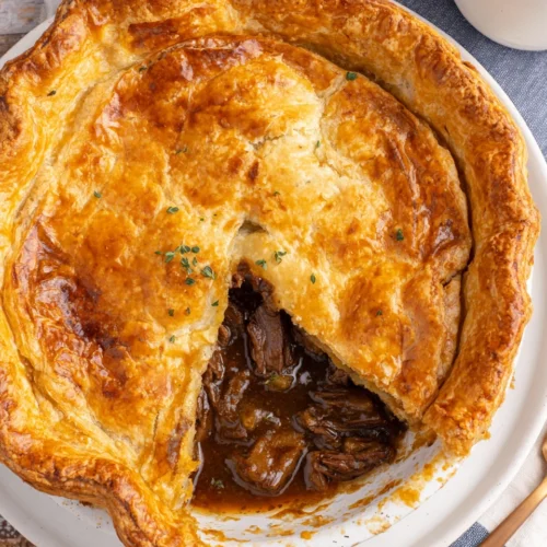 Delicious Irish Steak and Ale Pie baked to perfection.