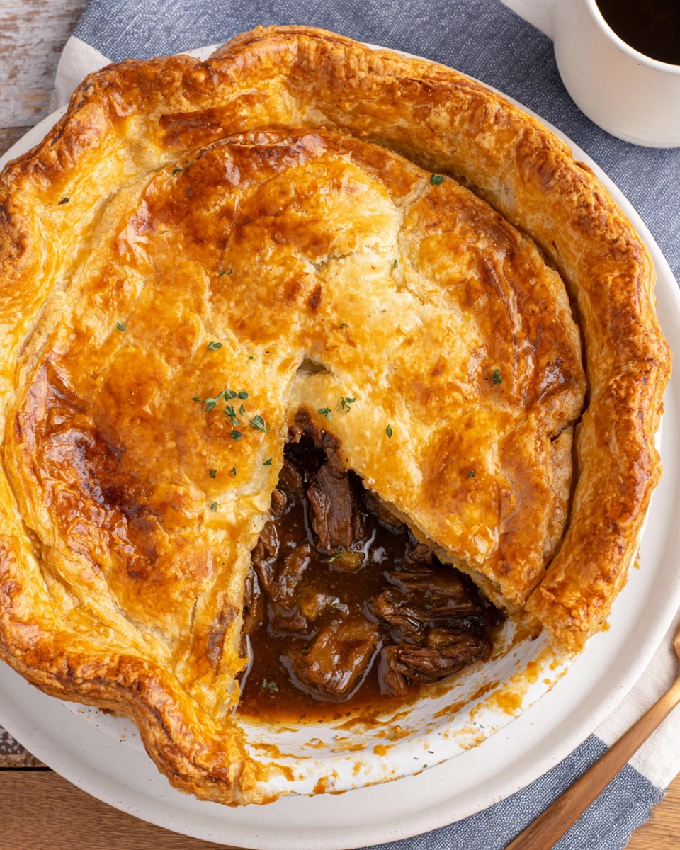 Delicious Irish Steak and Ale Pie baked to perfection.