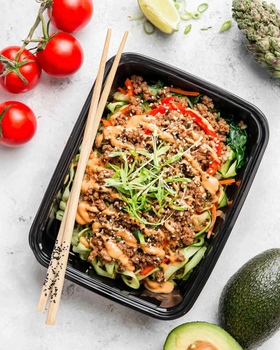 Low-carb meal prep dish with savory flavors, perfect for healthy eating.