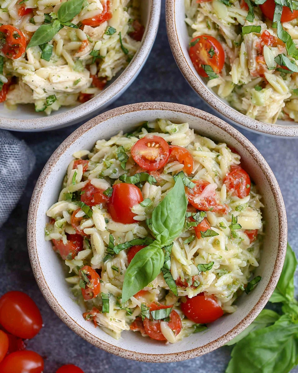 Delicious pesto chicken with orzo for quick dinners.