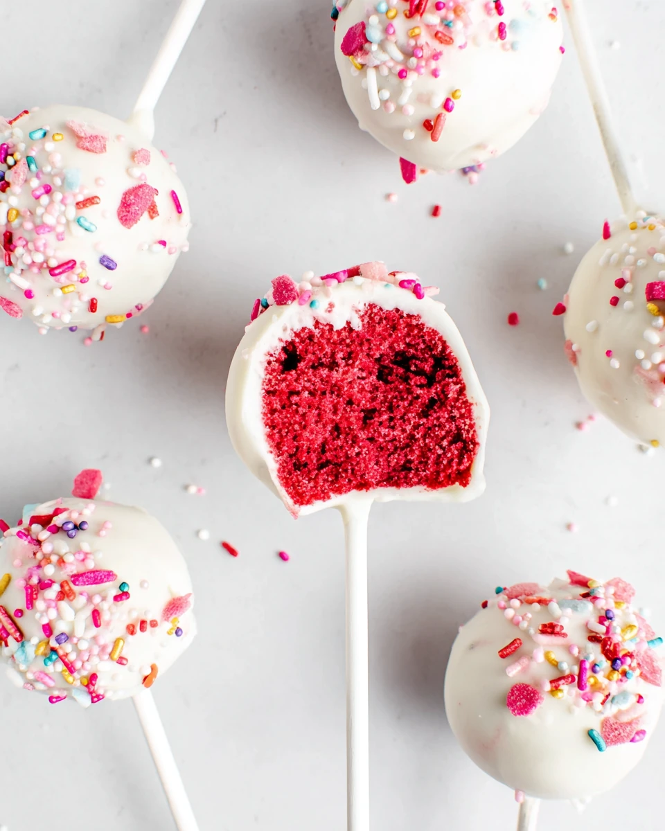Irresistible Red Velvet Cake Pops for Any Celebration Delicious Red Velvet Cake Pops with white chocolate coating.
