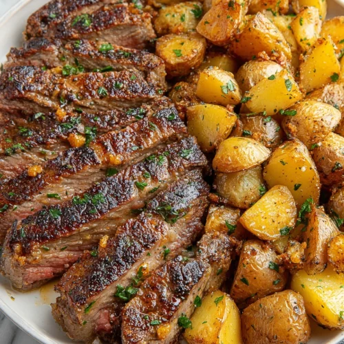 Delicious steak and potatoes dish, perfect for family dinner.
