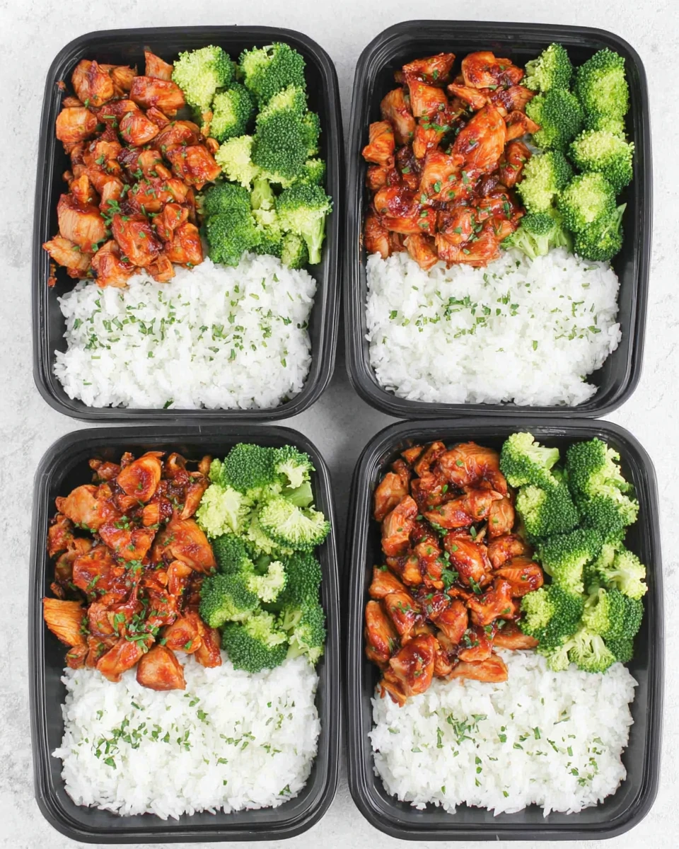 Delicious teriyaki chicken with rice and broccoli meal prep.
