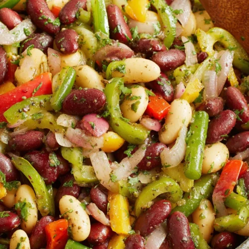 Nutritious bean salad with fresh veggies and protein-rich beans.