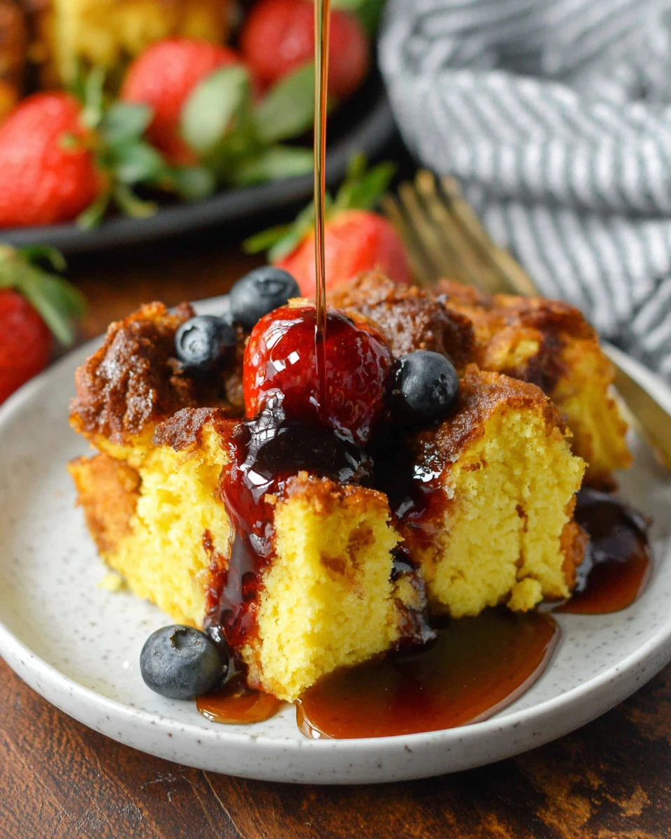 Blueberry Strawberry French Toast Casserole Delight Blueberry strawberry french toast casserole ready to serve.