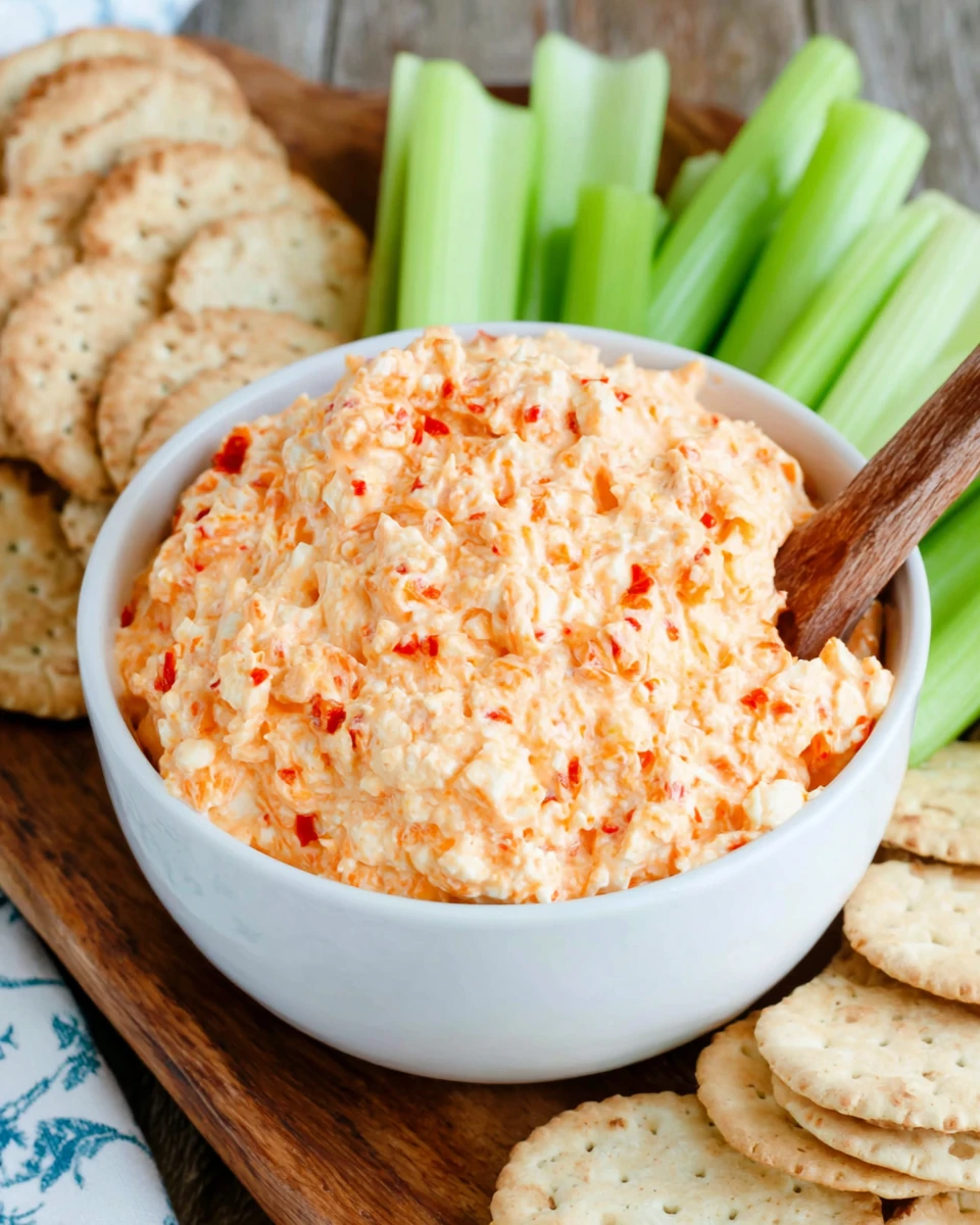 Creamy Homemade Pimento Cheese Recipe Creamy homemade pimento cheese spread with crackers.