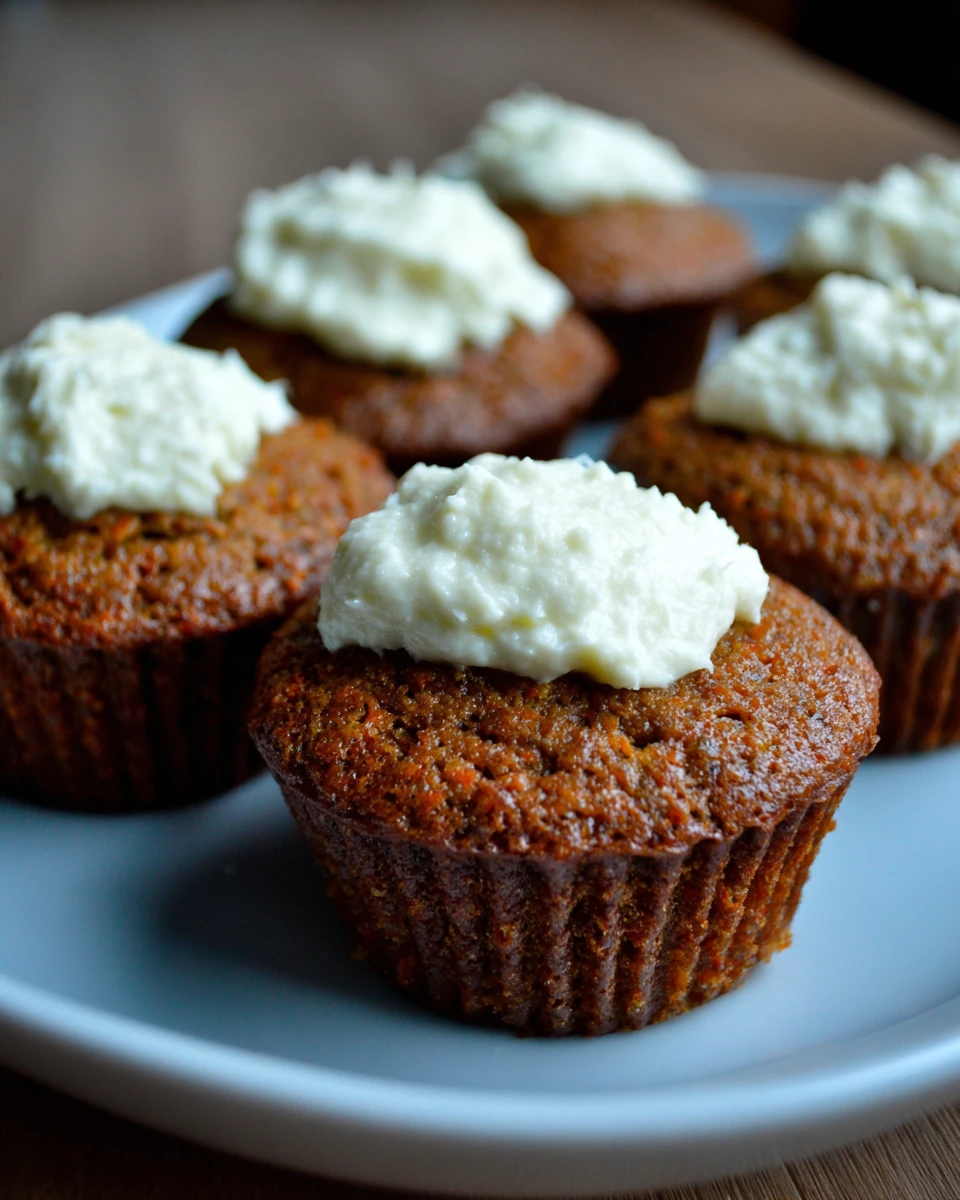 Delicious Easiest Carrot Cake Cupcakes Easiest carrot cake cupcakes topped with cream cheese frosting.