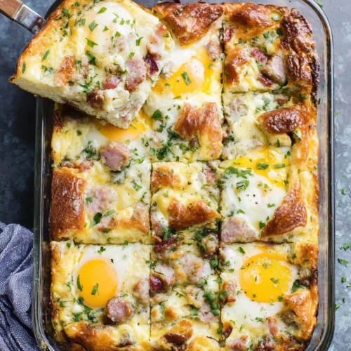 Easter sausage breakfast casserole for festive family gatherings.