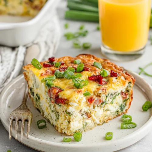 Savory egg and cottage cheese casserole perfect for meal prep.