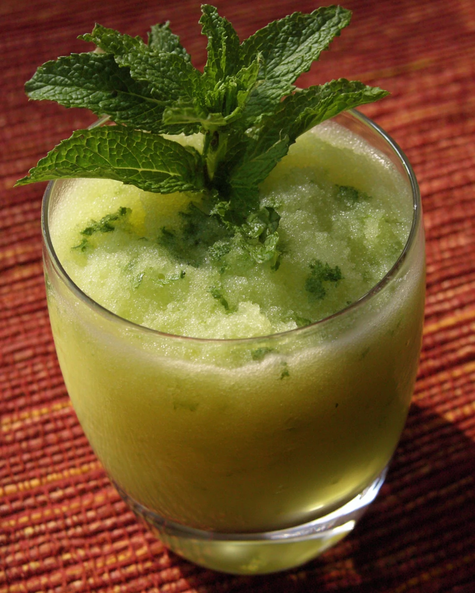 Delicious Frozen Mint Julep Recipe Icy frozen mint julep drink ready to enjoy.
