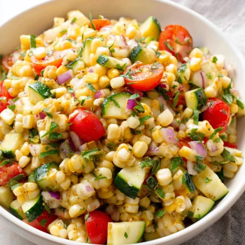 Grilled corn salad with fresh herbs and veggies.